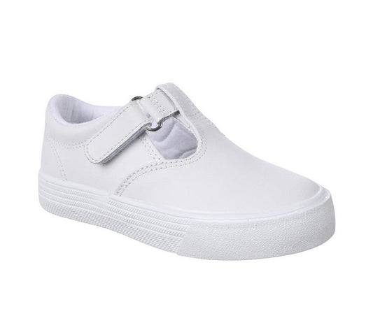 Khloe White Leather T-Strap