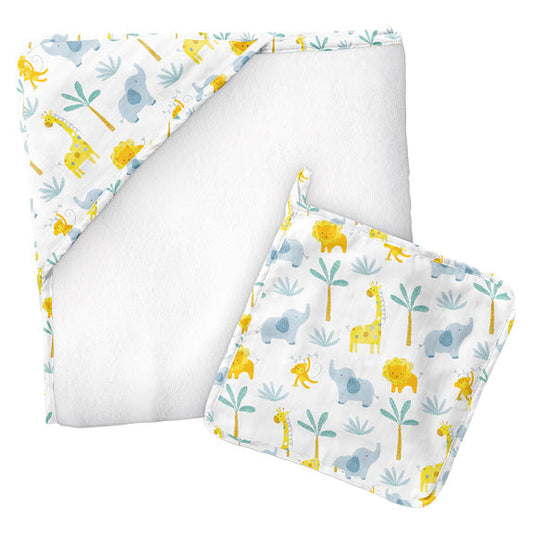 Zoo Muslin Hooded Towel & Washcloth