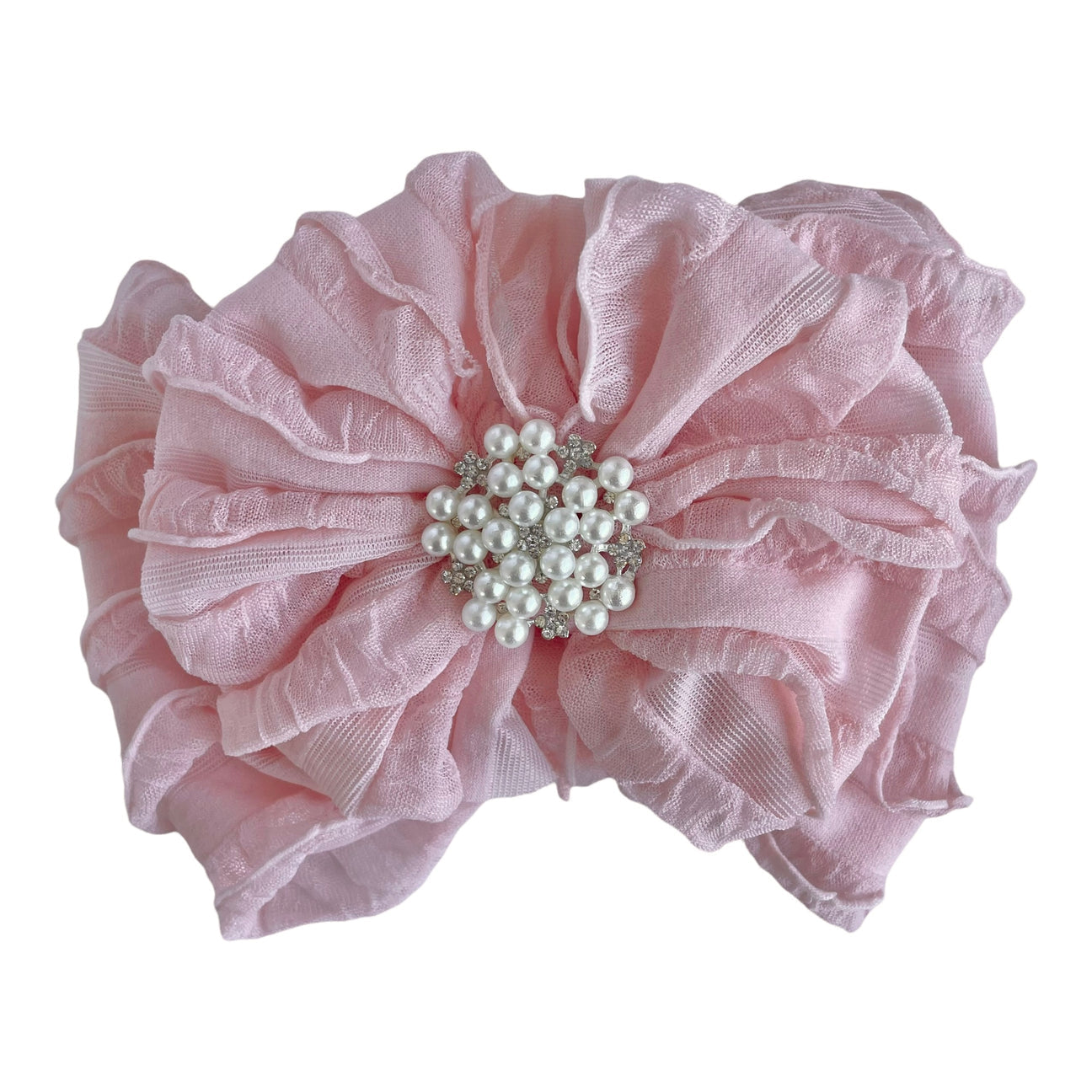 Sweet Pink Pearl Ruffled Headband