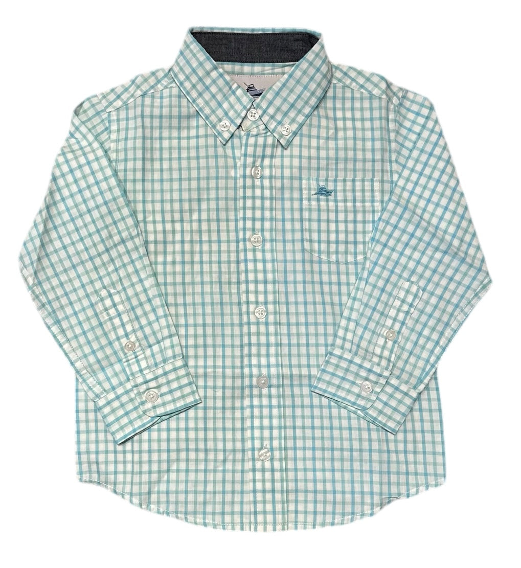 LS Dress Shirt Four Aqua