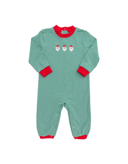 Green Stripe LS Santa Romper