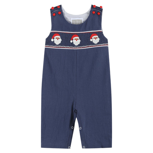 Navy Blue Santa Smocked JonJon