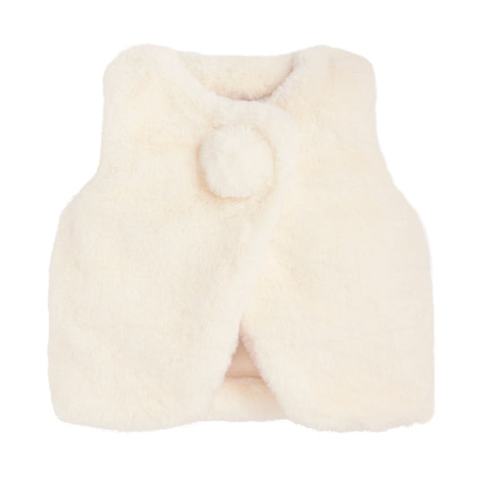 Ivory Snap Front Fur Vest