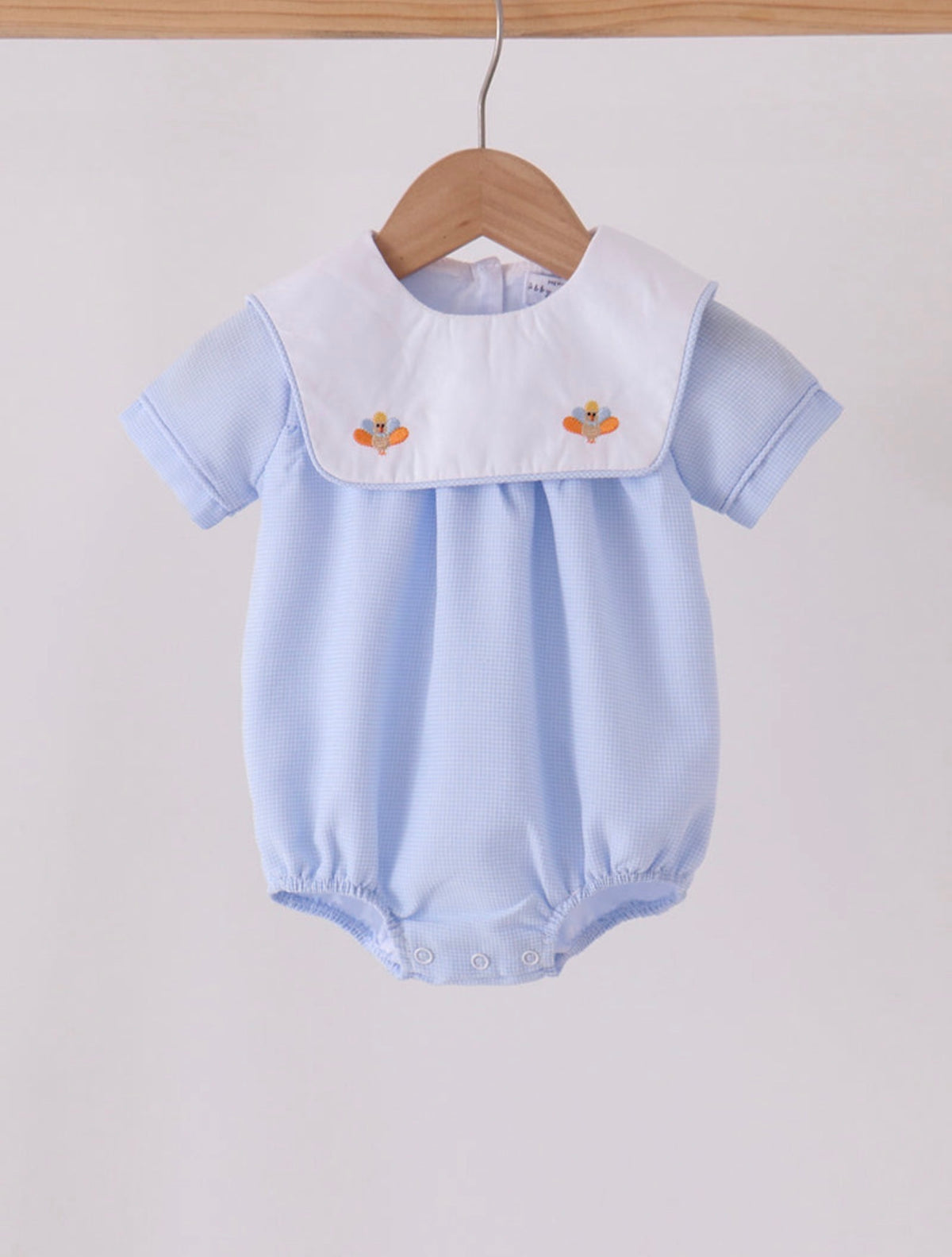 Blue Turkey Embroidered Plaid Bubble