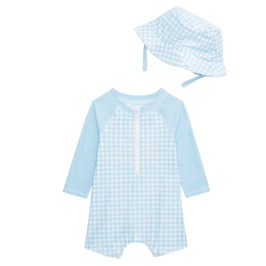Baby Blue Gingham Rashguard Swim