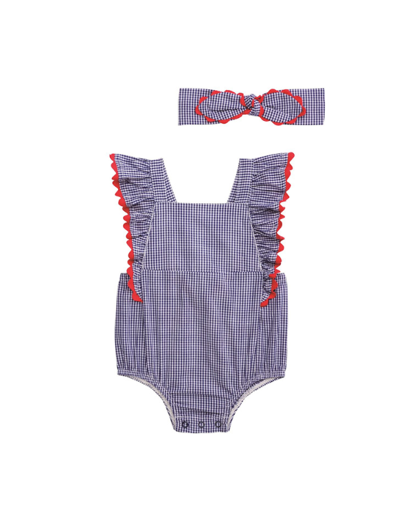 Gingham Ric-Rac Bubble + Headband