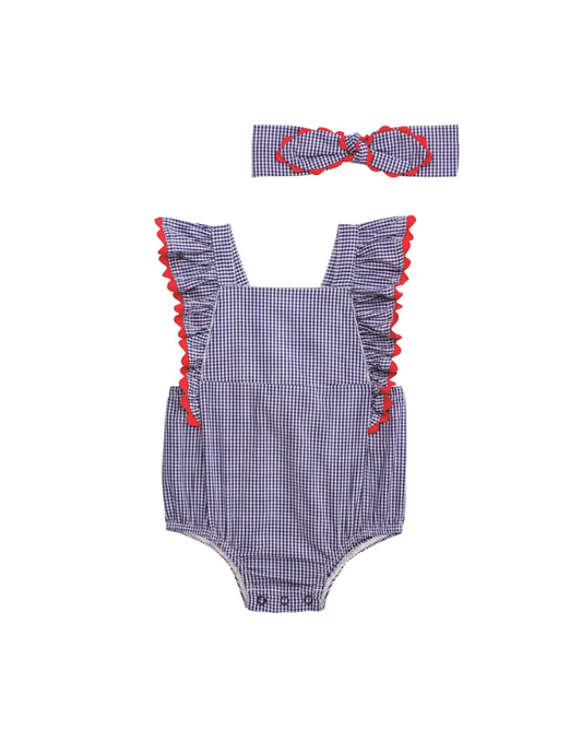 Gingham Ric-Rac Bubble + Headband
