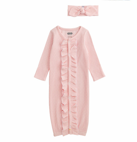 Pink Dot Ruffle Gown & HB
