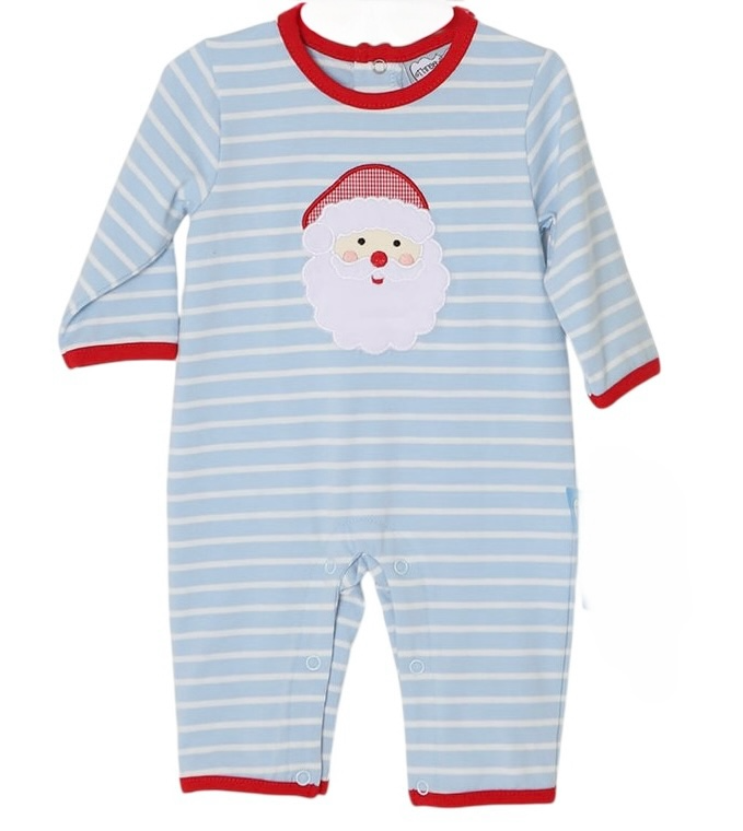 Blue Stripe Santa Appliqué Romper