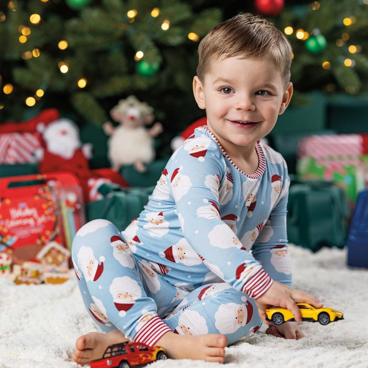 Santa Glow PJ Set Blue