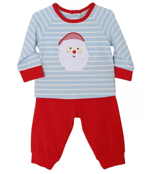 Blue Stripe Santa Appliqué Jogger Set