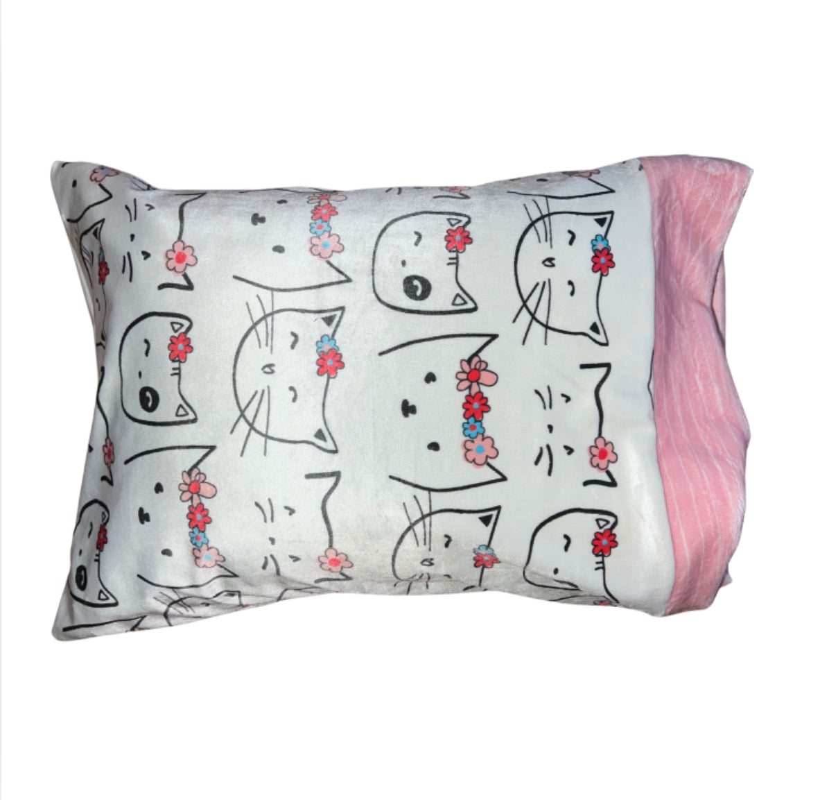 Kitty Cat Pink Stripe Minky Pillow