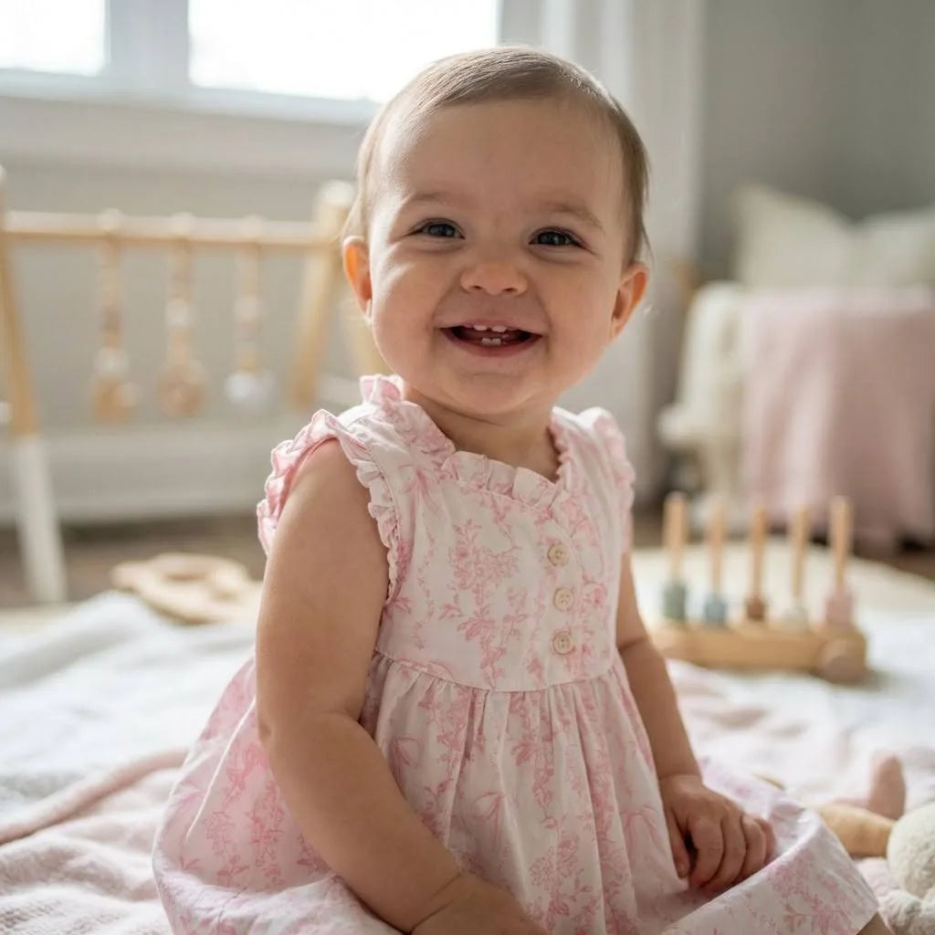 Pink Toile Baby Dress