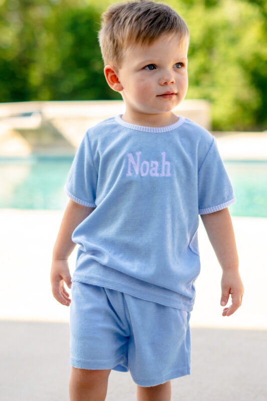 Carter Blue Terry Boys Short Set