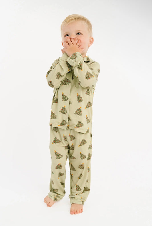 Christmas Trees Bamboo Button Up Pajama Set