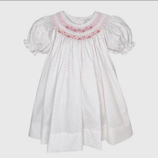 Daisies Bishop Smocked Dot Dress