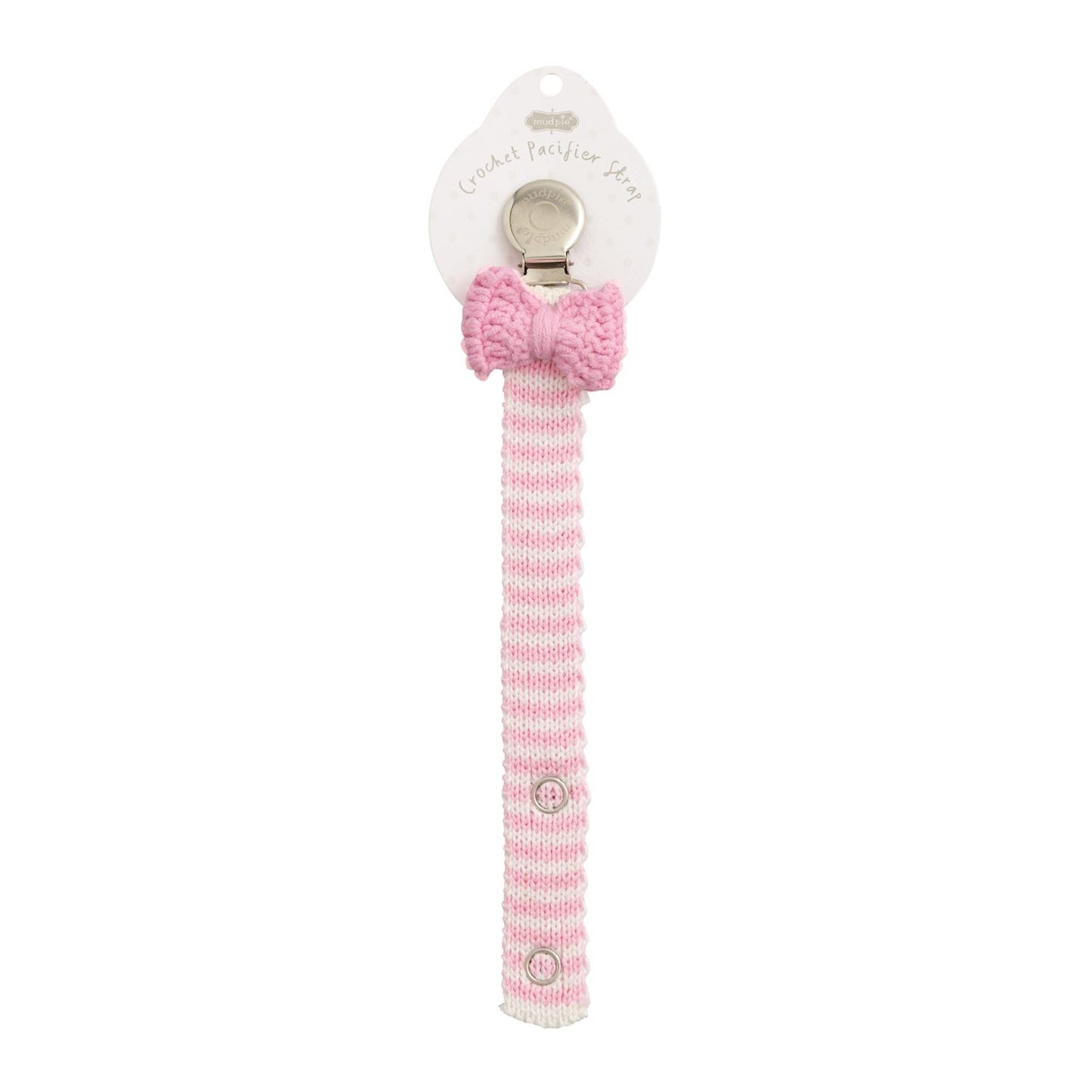 Pink Bow Crochet Paci Clip