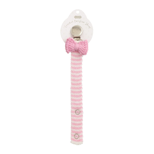 Pink Bow Crochet Paci Clip