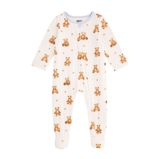 Bear Print Pointelle Footie