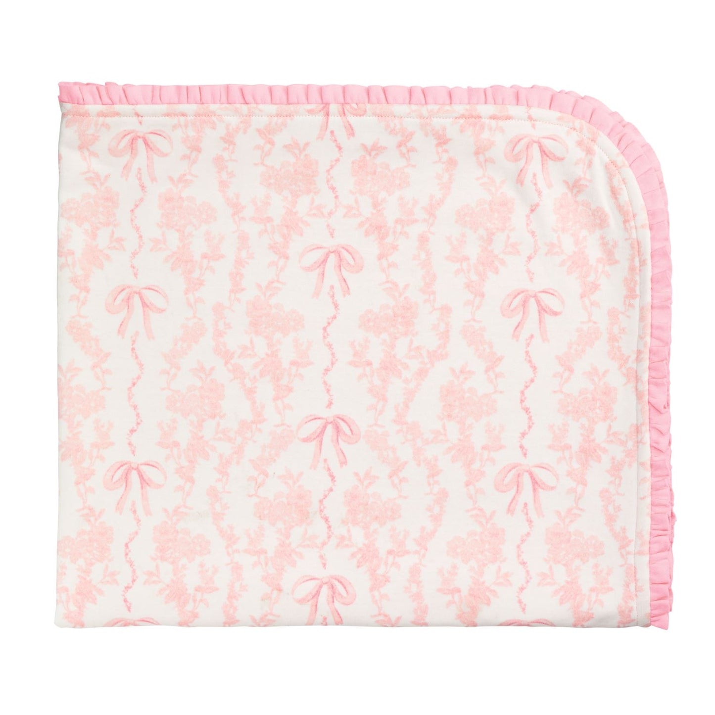 Toile Bow Ruffle Blanket
