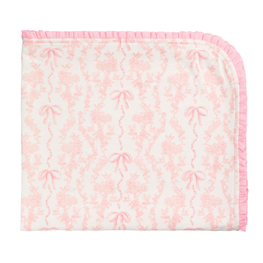 Toile Bow Ruffle Blanket