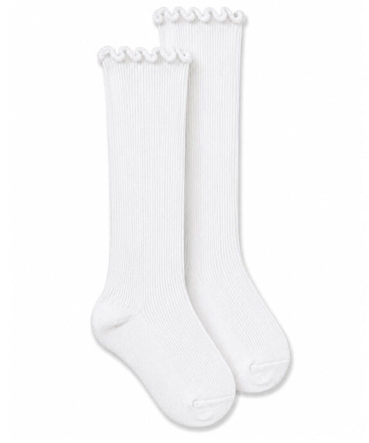 Seamless Smooth Toe Ripple Edge Knee High Socks