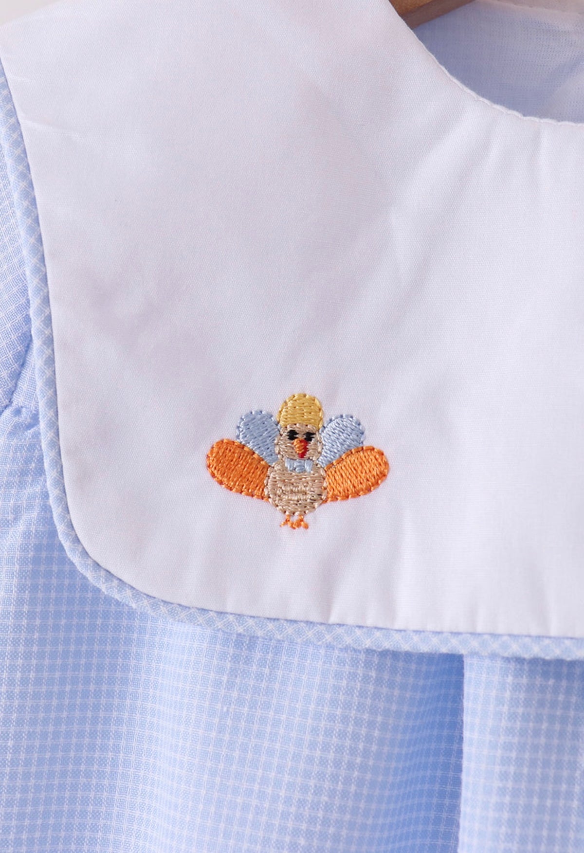 Blue Turkey Embroidered Plaid Bubble