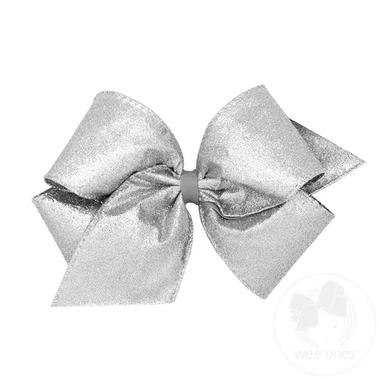 Silver Party Glitter Girls Bow