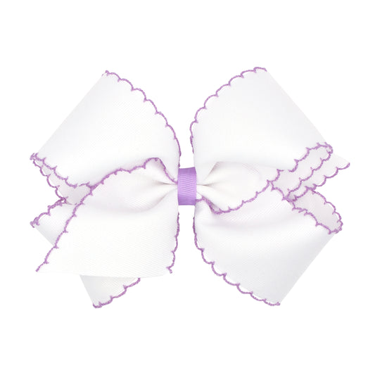 White w/LT Orchid Moonstitch Bow