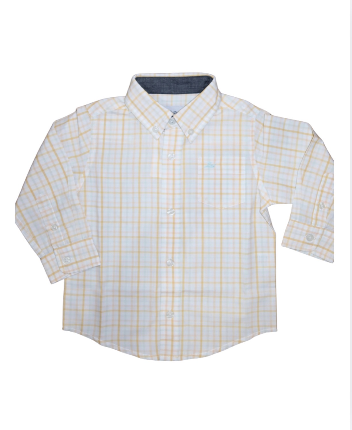 Button Up Dress Shirt- Peach/Yellow