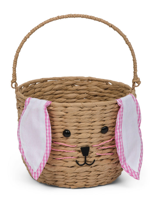 Pink Gingham Wicker Bunny