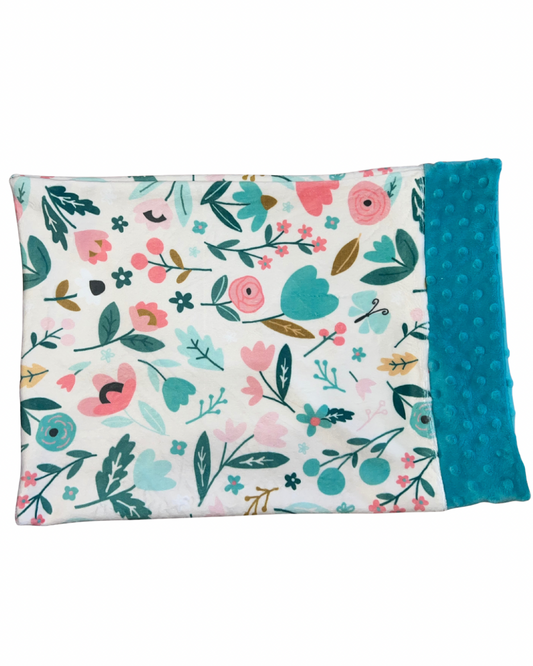 Teal Floral Minky Pillow