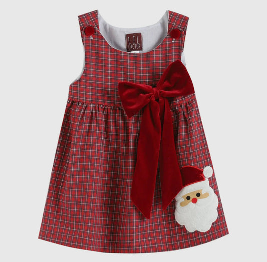 Red Plaid Bow Santa Dress