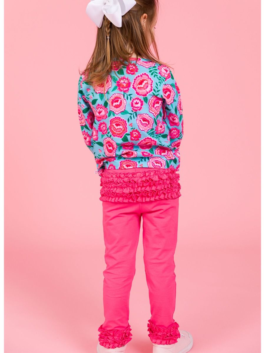 Hot Pink Leggings- Ruffled Rear + Ankle