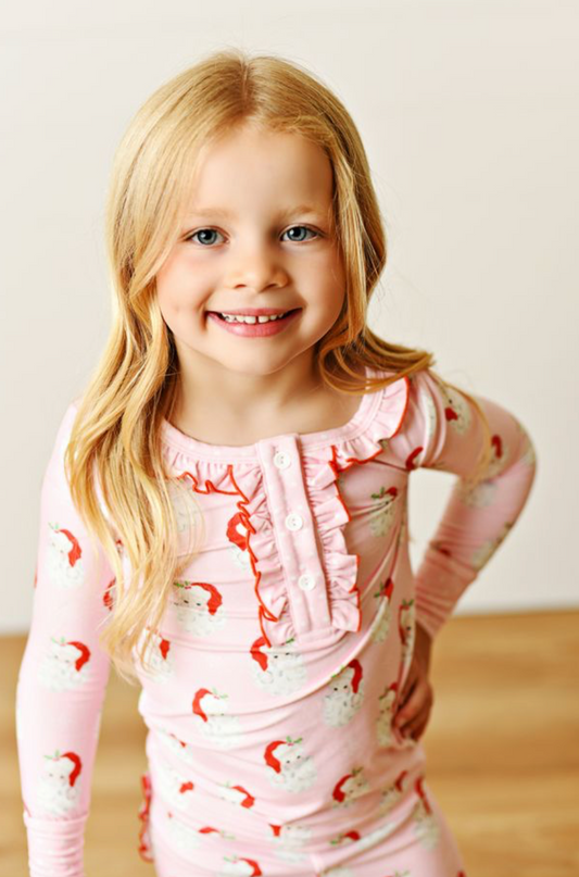 Pink Butterknit Santa 2pc Pajama