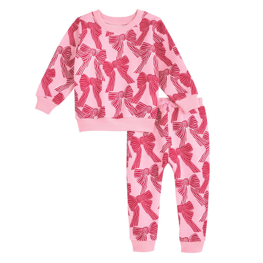 Bow Print 2-Piece Jogger Set