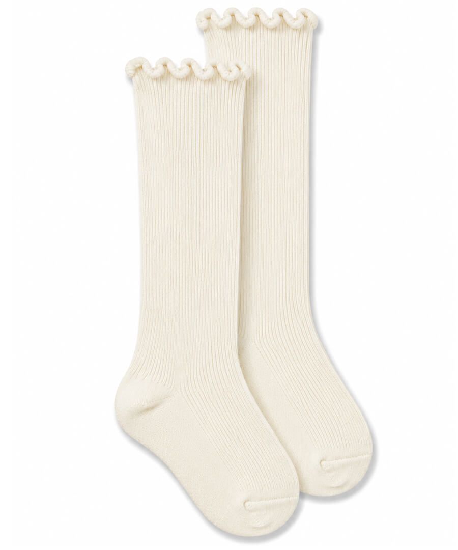 Seamless Smooth Toe Ripple Edge Knee High Socks