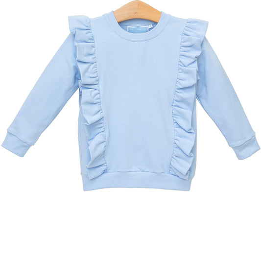 Laura Light Blue Ruffle Pullover