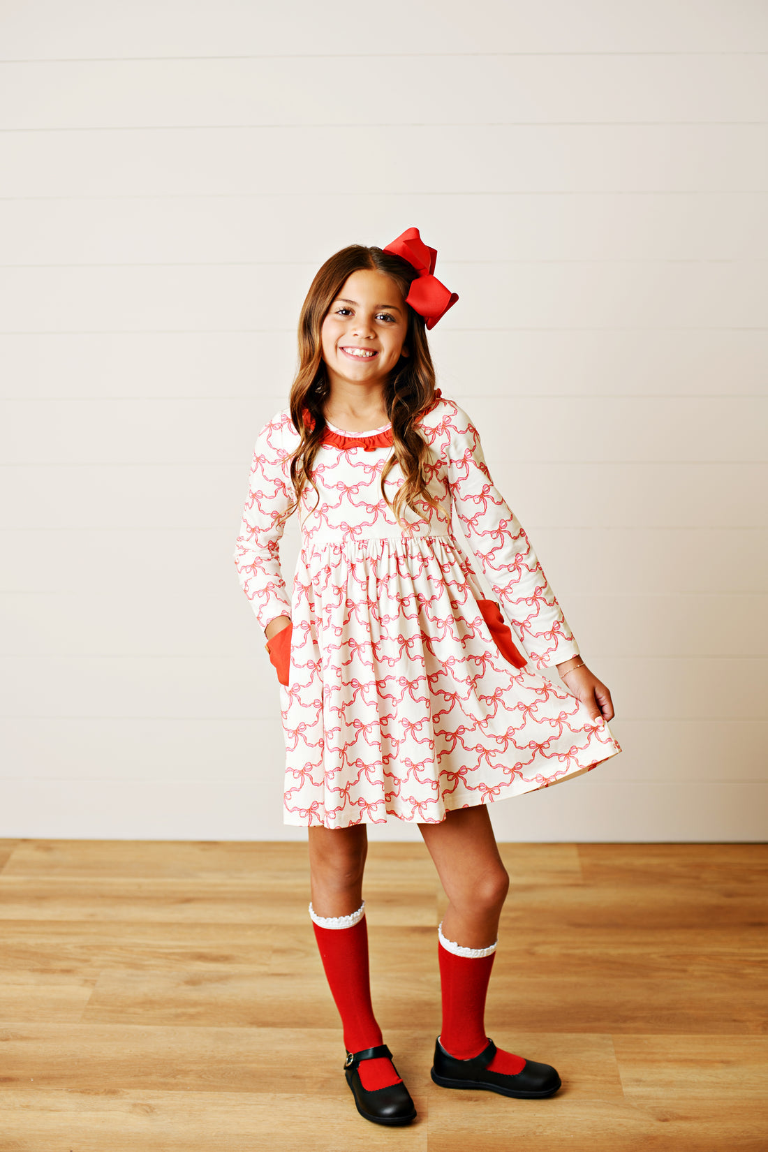 Bow Pocket Twirl Dress