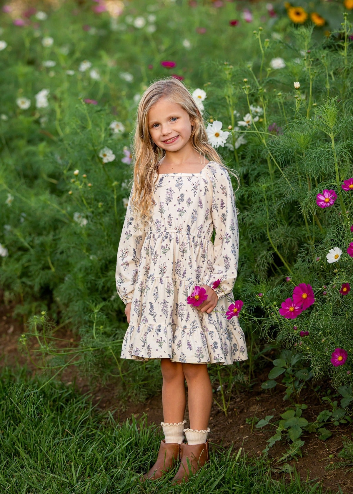 Gracie LS Floral Tiered Dress