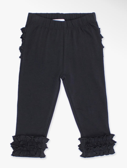 Black Leggings- Ruffled Rear + Ankle