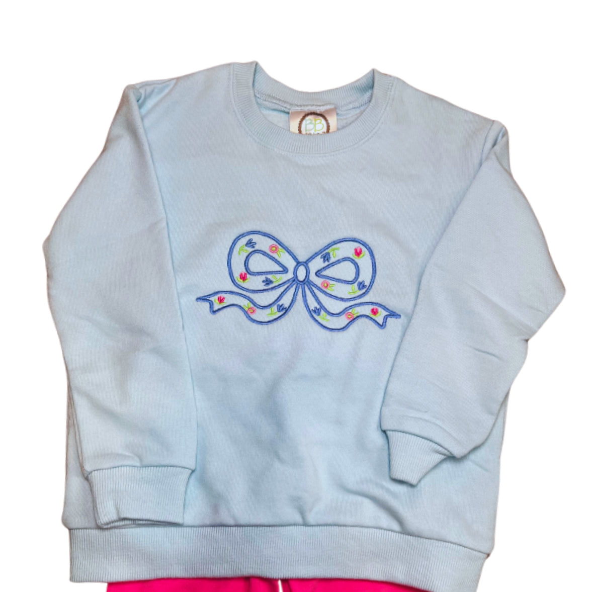 Floral Stitch Bow Sweatshirt