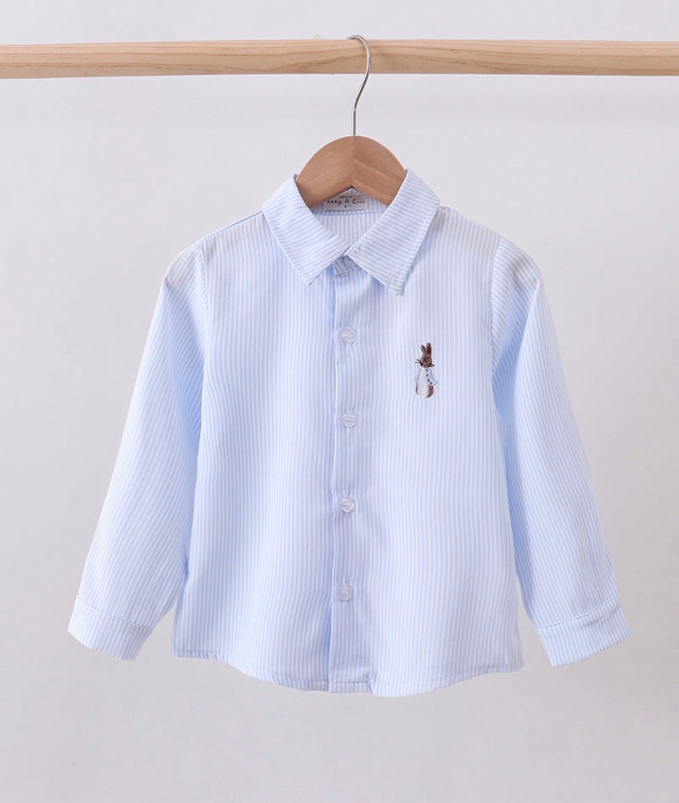 Blue Stripe Bunny Button Down