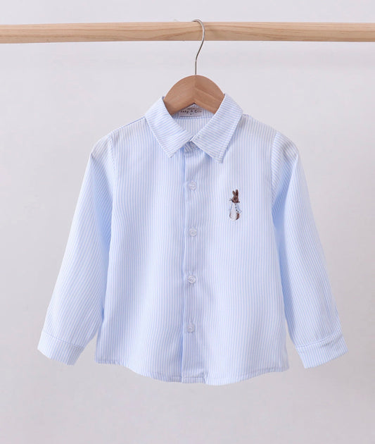 Blue Stripe Bunny Button Down