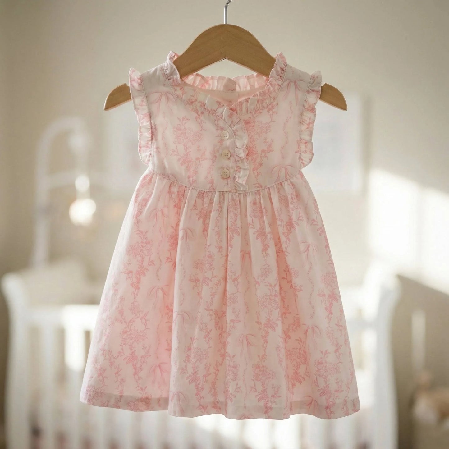 Pink Toile Baby Dress