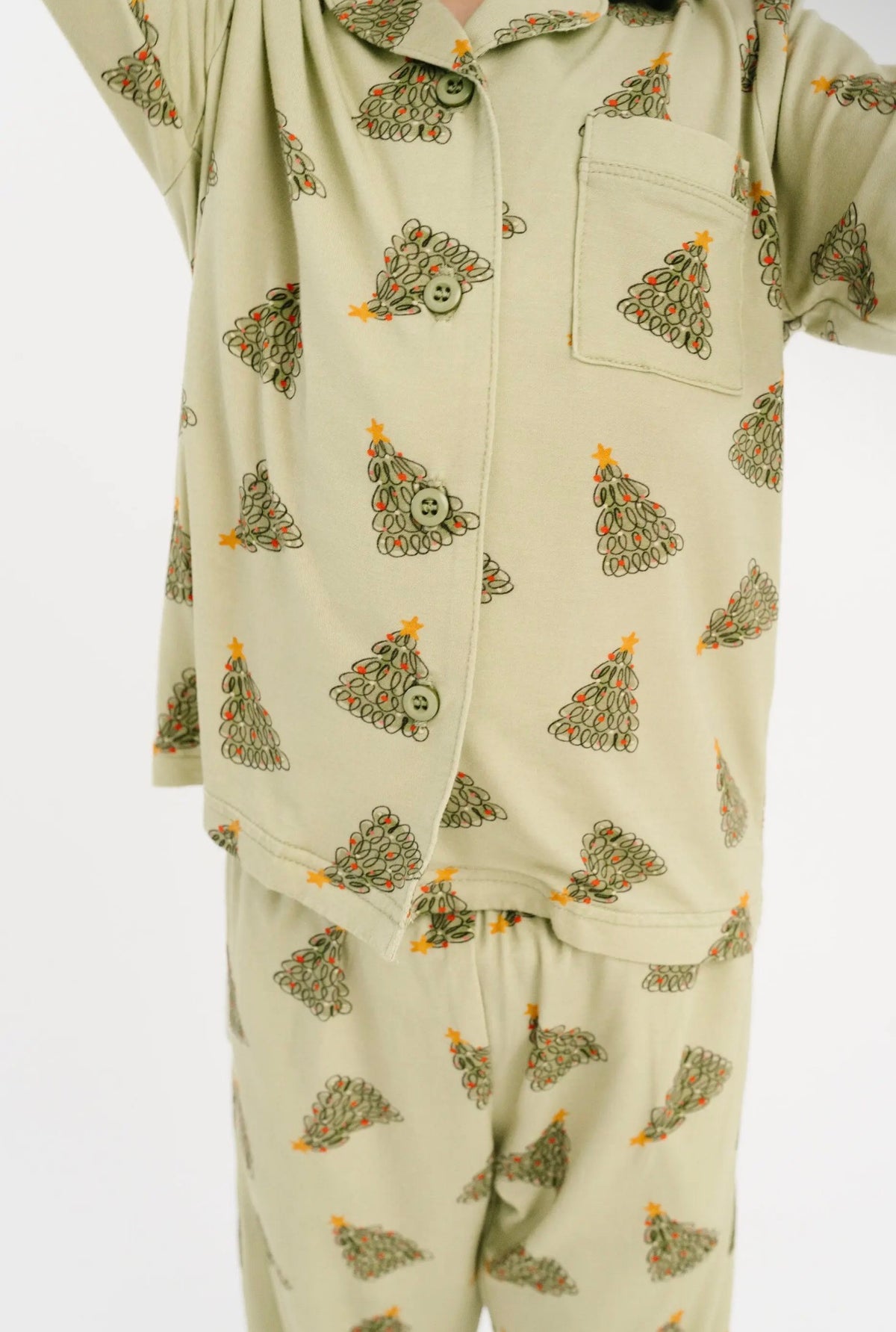 Christmas Trees Bamboo Button Up Pajama Set