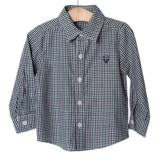 Button Down LS Shirt- Navy & Green