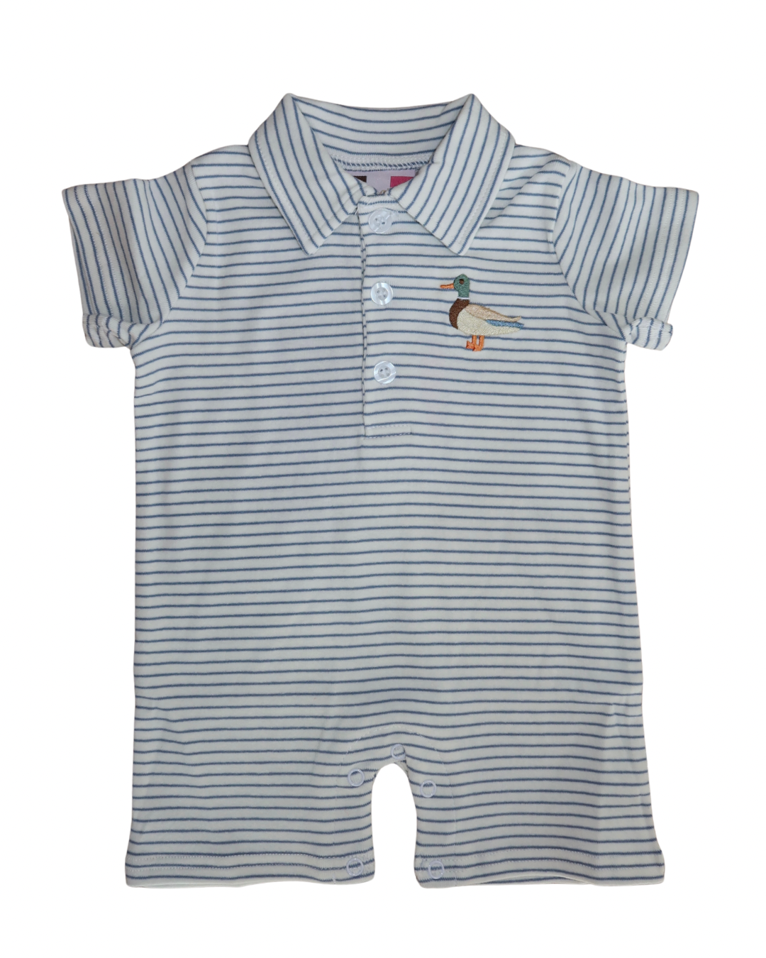 Mallard Duck Blue Stripe Romper