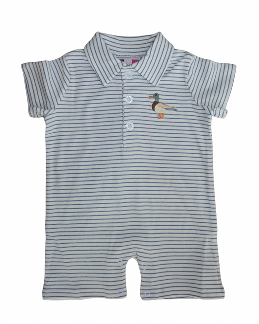 Mallard Duck Blue Stripe Romper