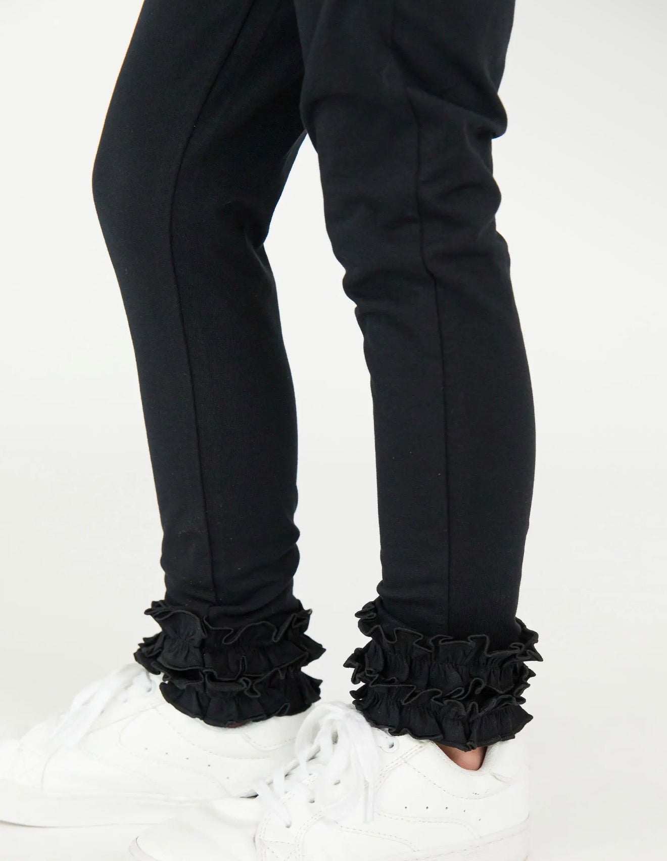 Black Leggings- Ruffled Ankle